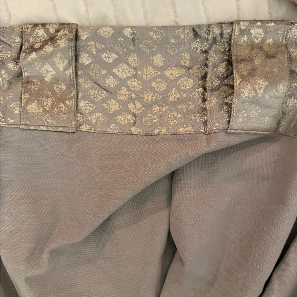 West Elm Velvet Velour Metallic Gold Diamond Black Out Curtains - Picture 5 of 11